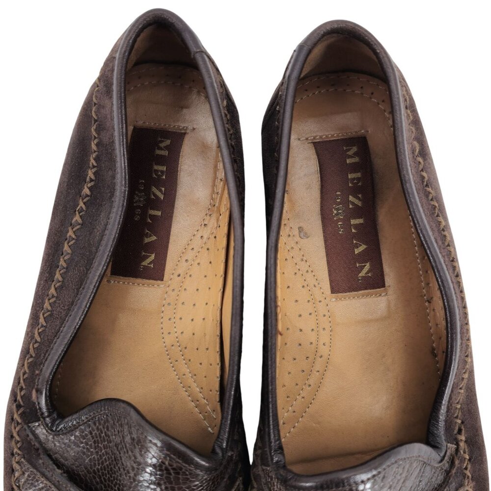 Vintage Mezlan Exotic Ostrich Suede Dress Shoes Mens 8.5M Tassel Slip-on Loafers - Picture 5 of 11